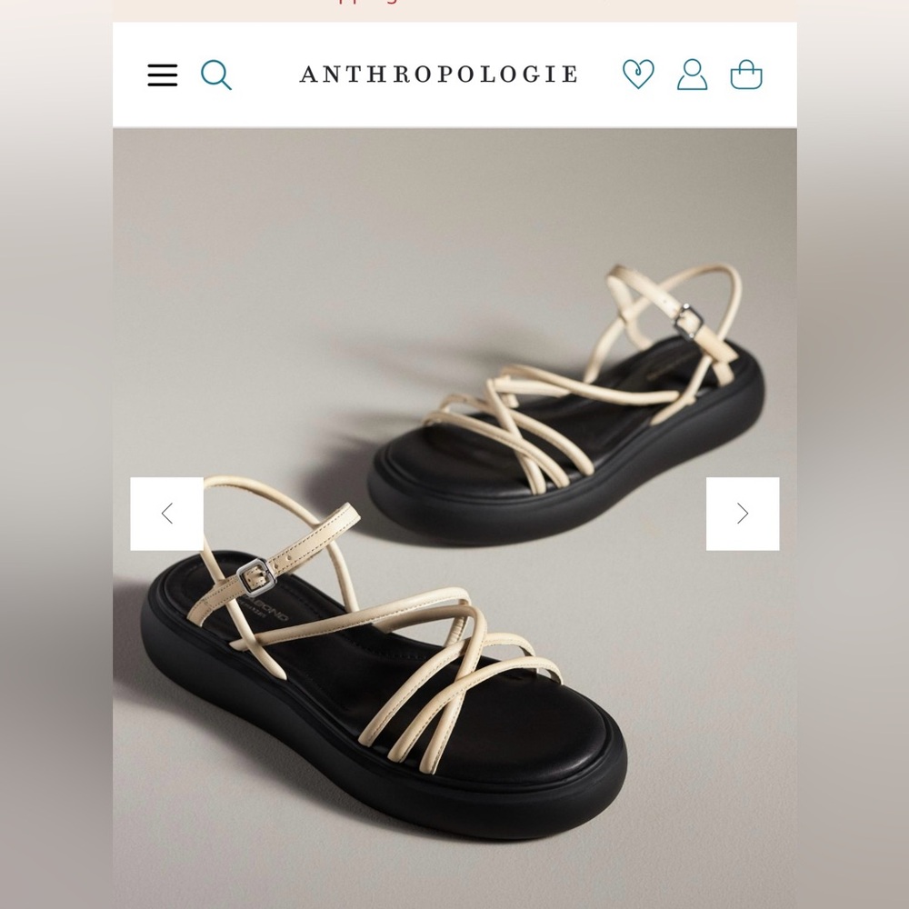 Vagabond Cream and Black Strappy Platform Sandal